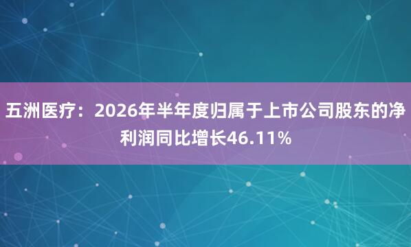五洲医疗：2026年半年度归属于上市公司股东的净利润同比增长46.11%