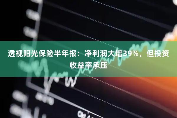透视阳光保险半年报:净利润大增39%,但投资收益率承压